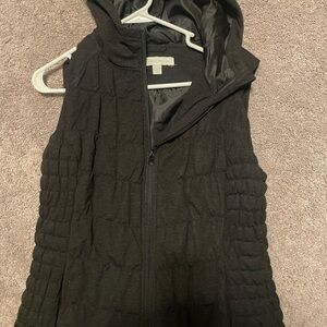 New York & Company Black Hooded Vest